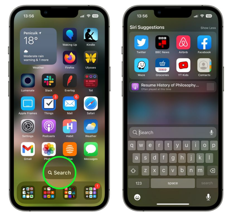 蠡县苹果手机维修分享升级到 iOS 16 后，如何删除主屏幕上的搜索按钮 