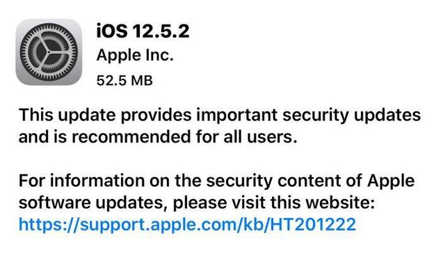 蠡县苹果手机维修分享iOS12.5.2发布，建议所有老苹果用户安装 